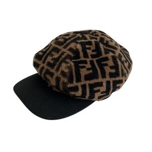 Fendi Shearling Zucca Monogram Baseball Cap